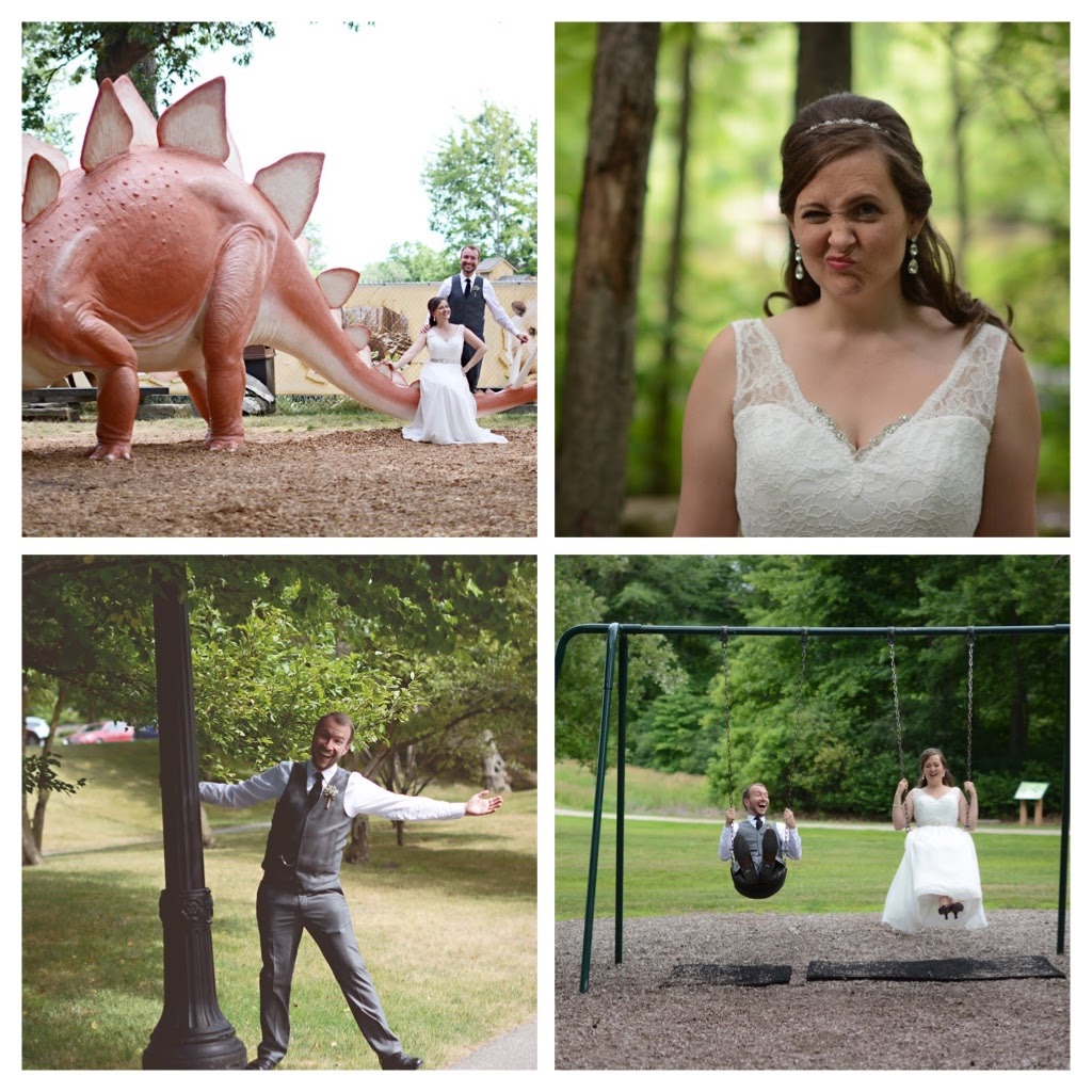 A photo collage of Jen and Jon's wedding.