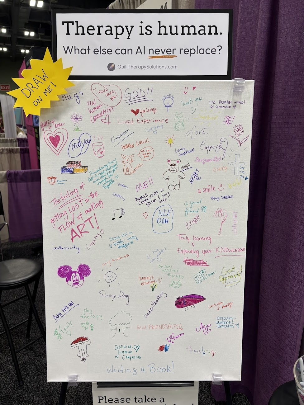 The final canvas from the ACA of things that AI can never replace (including therapy and therapists)!