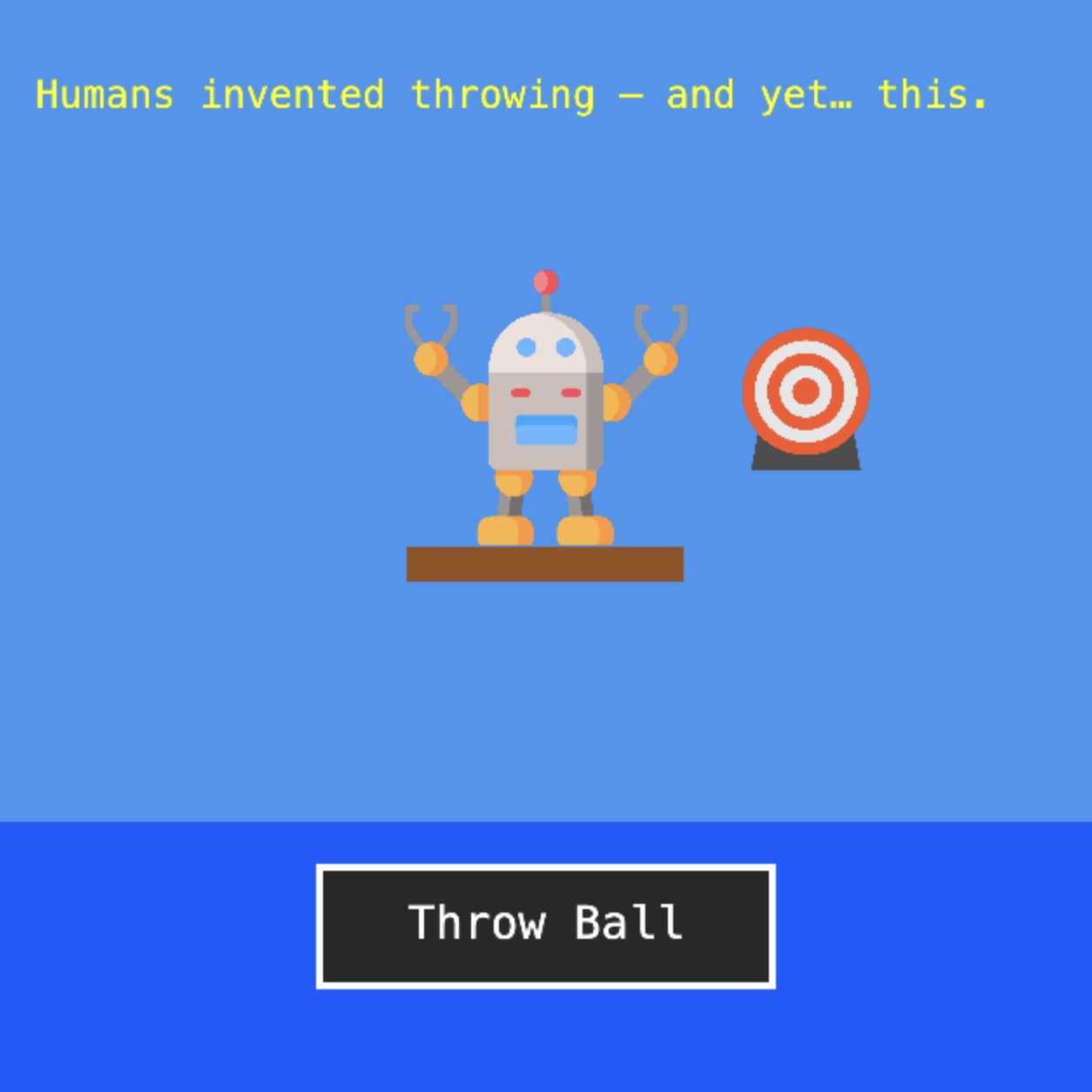 Screenshot of an AI therapist dunk tank game.