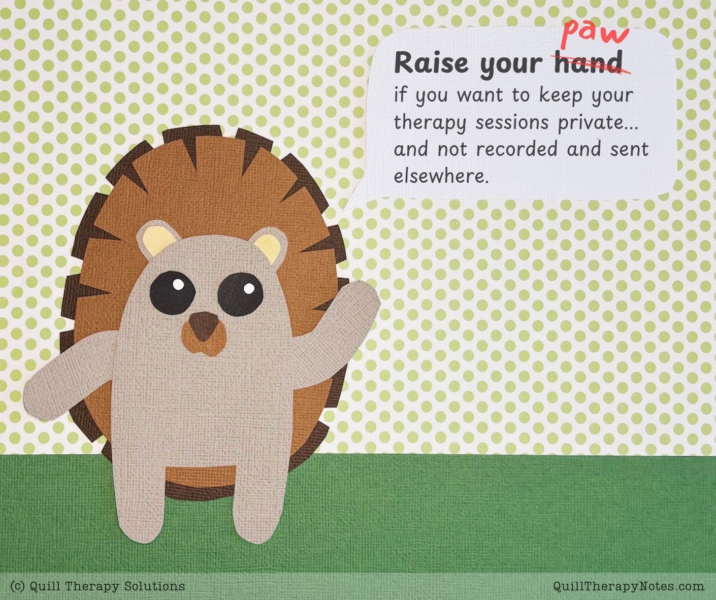 Quillbur thinks therapy sessions should remain private and not recorded... Do you?