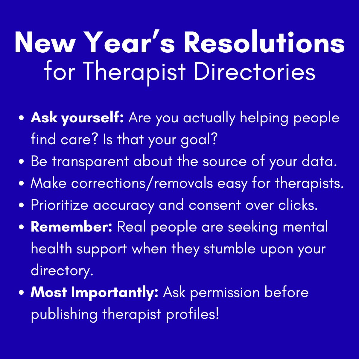 New year's resolutions for online therapist directories.